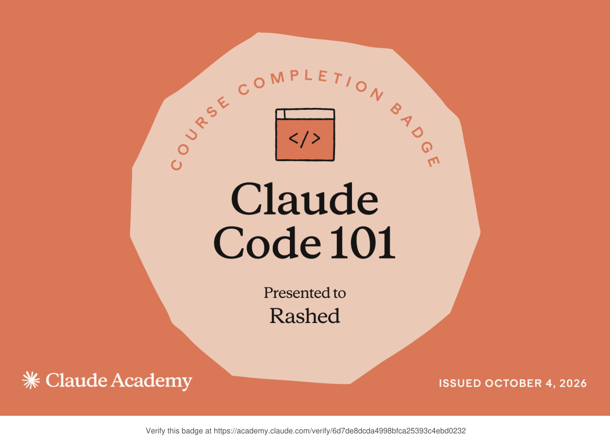 Claude Code 101 Certificate