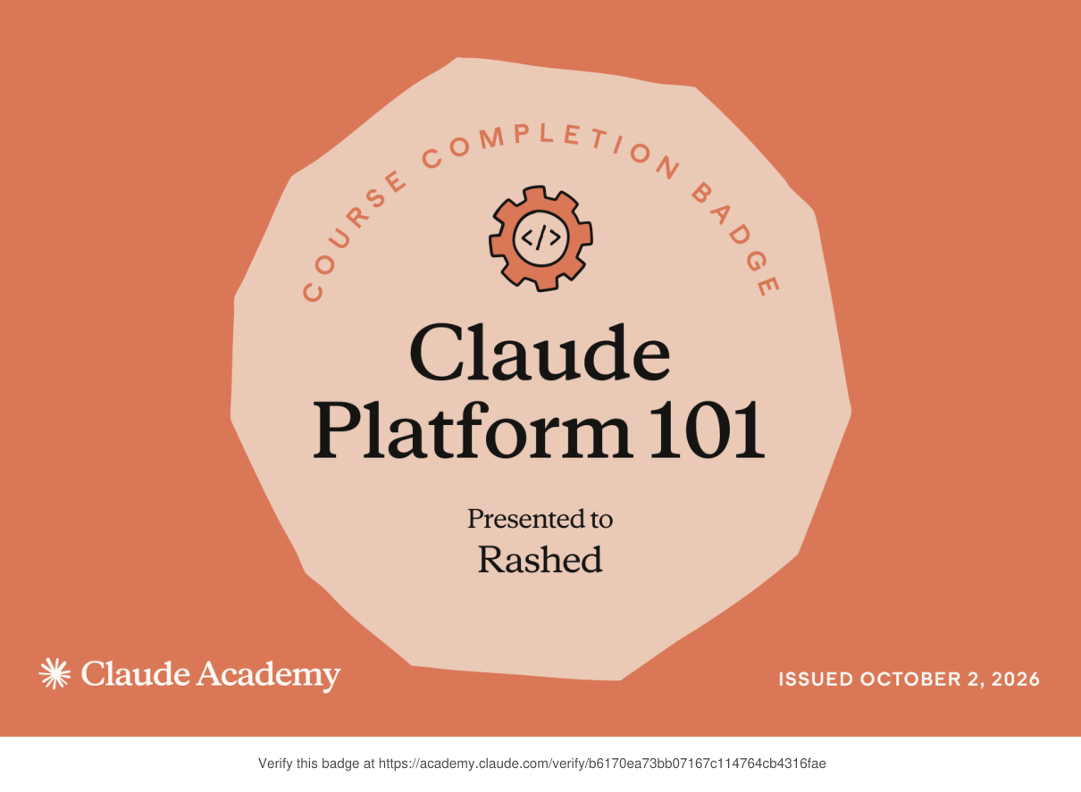 Claude Platform 101 Certificate